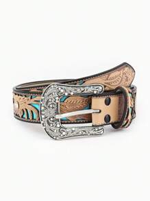 Thắt lưng đính đá Rhinestone kiểu phương Tây, chạm nổi và chạm khắc cổ điển mới nhất năm 2025, thích hợp phối với quần jean, quần thường ngày, váy, áo khoác dạ tiệc Halloween mùa hè, trường học mùa thu, mùa thu, Halloween - Lạc đà - Xem 1