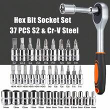 46pcs 1/4 Inch Socket Ratchet Wrench Set With Metric Drill Socket And Extension Bar, For Car Repair And Household Use, With Storage Box