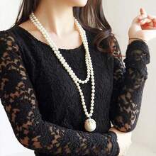 1 Miếng Đúng mốt Trân châu Vật rủ xuống Vòng cổ dài Áo len Chuỗi - vòng cổ ngọc trai dài - Xem 2
