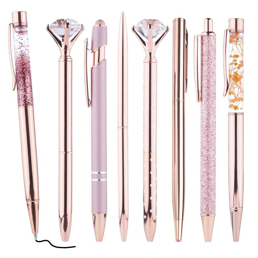 8pcs Rose Gold Ballpoint Pens - Rose Gold - View 1