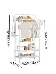 2-tier Shoe & Hat Rack For Clothing, Shoes, And Hats Storage - White - View 2