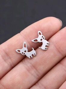 1 對女可愛不鏽鋼獨角獸、無尾熊、鹿、松鼠、狗形耳環、浪漫聖誕禮物、創意動物設計、冬季幸運珠寶