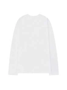 1件白色舒適柔軟長袖趣味印花家居上衣,適用於秋冬季 - 白色 - 查看 3