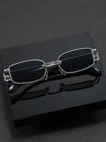 1pc Small Square Frame Metal Minimalist Fashion Glasses, Suitable For Daily Wear For Summer Beach Vacation,Outdoor,Travel Back To School Fashionable Preppy School Look