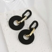 2入組時尚雙層幾何亞克力圓形耳環,適合女性日常佩戴