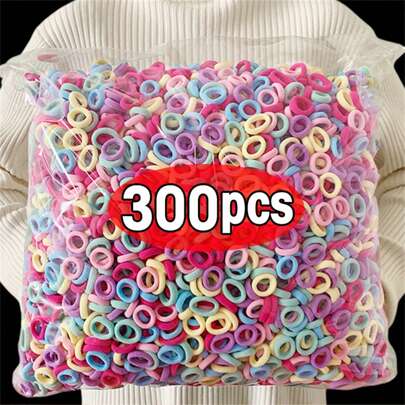 300pcs Baby Girls Hair Ties Small Size Elastic Hair Ties for Baby Girls Infants Toddlers Multicolor Hair Bands Elastic Ponytail Holder