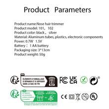 1入組電動鼻毛修剪器,專業無痛鼻毛和耳毛修剪器適用於男女,防水不銹鋼刀頭雙邊刃片,靜音高效電池供應,易於清洗