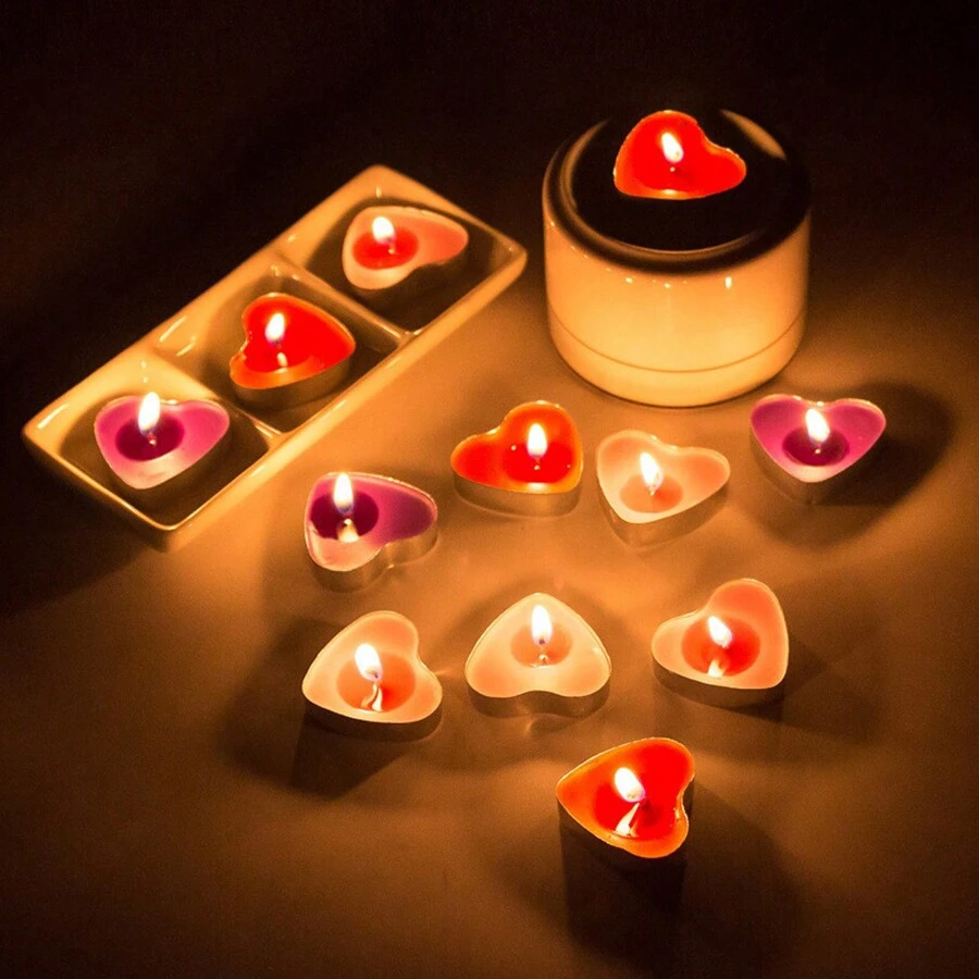 50pcs Red Heart-shaped Romantic Candle Set - Red - View 1