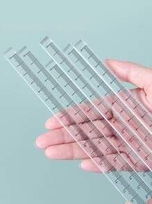 1 pieza Prisma cuadrangular transparente de acrílico con escala de 15 cm, adecuado para exámenes y dibujo, regla, reglas - transparente - Ver 2