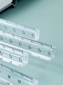 1 pieza Prisma cuadrangular transparente de acrílico con escala de 15 cm, adecuado para exámenes y dibujo, regla, reglas - transparente - Ver 4