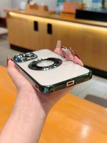 鍍鎳TPU手機殼，附放大鏡，防震，適用於iPhone - 綠色 - 查看 3