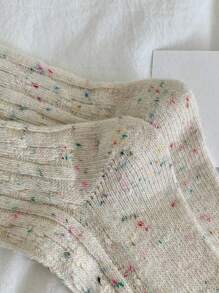 3pairs Women's Thick Warm Wool Vintage Style Mid-calf Socks For Autumn And Winter
