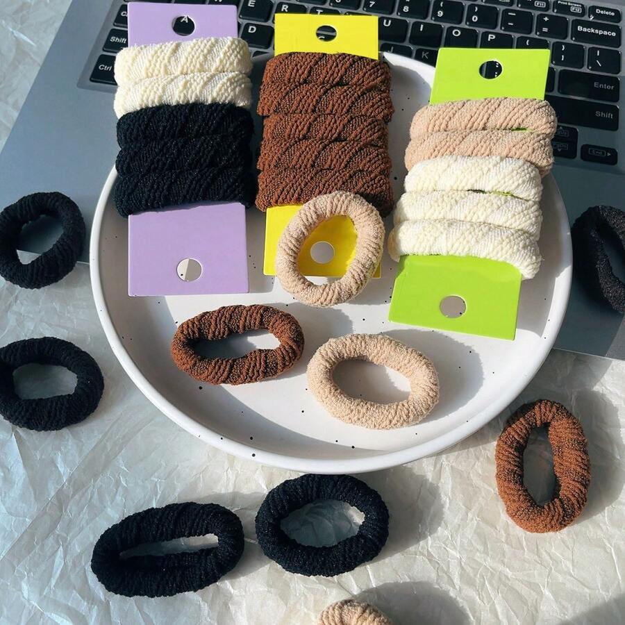 5入組高彈性無損粗馬尾綁帶,無縫髮帶和鬆緊帶,日常使用