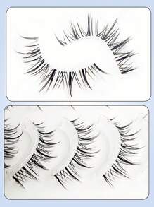 Asiteo 5对透明杆假睫毛，波浪形睫毛延长，卡通动漫妆容产品 - 黑色 - 查看 5