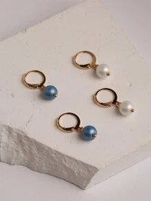 2 đôi Đúng mốt Cổ điển Trân châu Thả hoa tai Thích hợp Đối với Của phụ nữ Mặc hàng ngày - bông tai ngọc trai - Xem 5