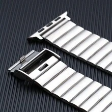 1入組銀色時尚不銹鋼摺疊扣手錶帶，與 配帶 38mm、40mm、41mm、45mm、44mm、42mm、49mm、商務風格、極致系列兼容 配帶 Ultra 8 7 6 5 4 3 2 1 SE，女士男士智能手錶配件 - 銀色 - 查看 5