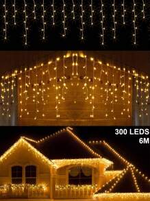 Bright Christmas Waterfall Led Christmas Lights 10m Waterfall With 500 LEDS Christmas Decorative Lights - 黃色 - 查看 2