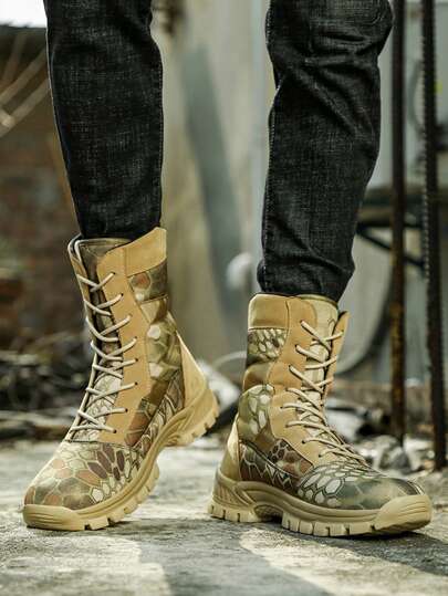New High Top Outdoor Casual Men's Shoes, Size 45, Suitable For Sports, Hiking, Mountaineering And Other Outdoor Activities