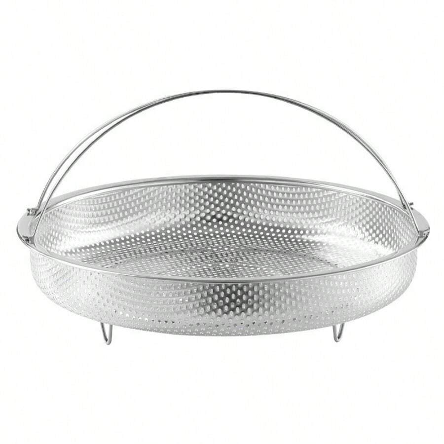 1pc Multifunctional Stainless Steel Steaming Rack With Drain Basket, Fine Mesh Strainer And Handles For Home Use - Silver - View 1