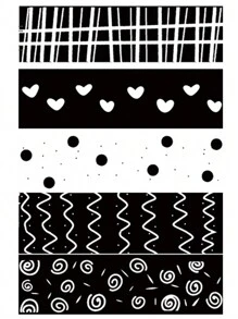 5 Rolls Retro Style Journal Washi Tape - Multicolor - View 4