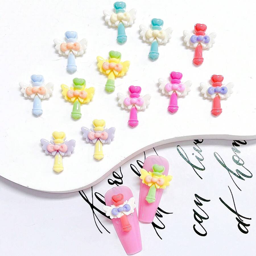 20 件随机仙女棒形状美甲装饰物，可 DIY