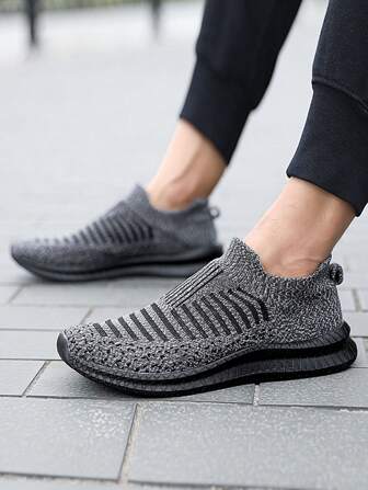 Women's Breathable Athletic Running Shoes, Slip-On Slouchy Mesh Sneakers With Socks-Like Design