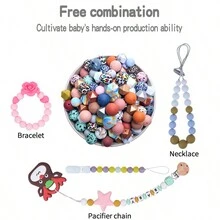 coskiss 100入組/袋 15mm 矽膠珠子,適用於兒童手工珠寶製作 Diy,教育玩具手鍊配件