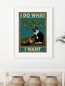 SURELIFE 1入組有趣的貓咪藝術畫布海報,家居裝飾無框