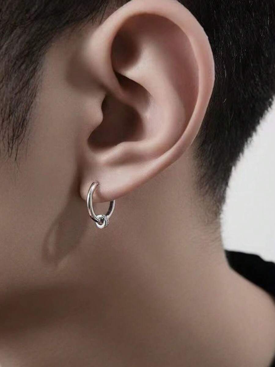 Retro And Unisex Earrings With Unique Design For A Punk And Sharp Look, Ins Style - Silver - View 1