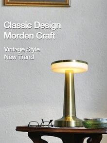 無線檯燈,三色可調溫,觸控控制,護眼,無極調光,金屬拉絲工藝。 1500mah 鋁製現代檯燈適用於家庭、花園、餐廳、露營、辦公室、感恩節、聖誕禮物 - 金色 - 查看 4