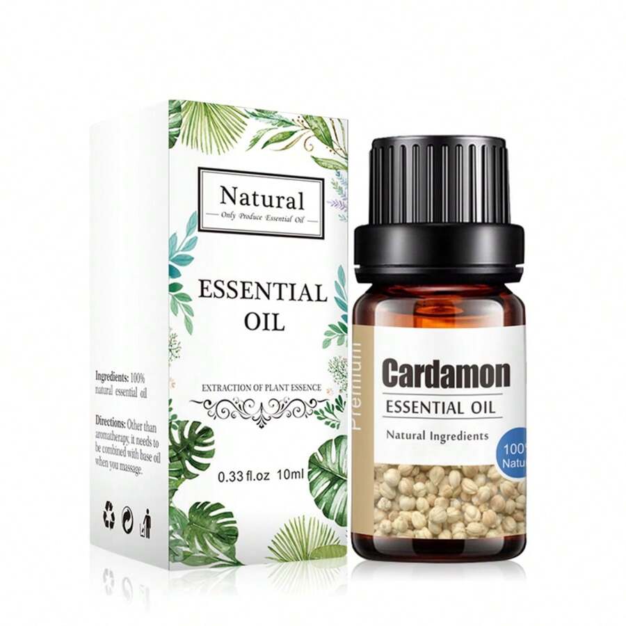 Kanho 小豆蔻芳香療法精油 10ml 0.33fl.oz 天然成分,選擇天然植物原料,適合所有皮膚類型,在按摩和擴香、加濕器、淋浴和泡沫浴中添加香味,送給朋友作為一件禮物或生日禮物,1瓶 Kh-040 - 杏色 - 查看 1