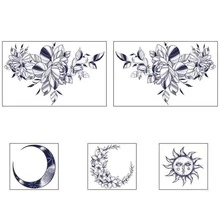 Pegatina De Tatuaje De Mariposa Y Flor Simple De Estilo Blanco Y Negro - Multicolor - Ver 6