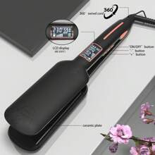 1pc Professional Wide Ceramic Plate Hair Flat Iron With LCD Display Hair Straightener