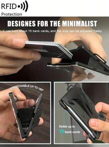 Men's Slim Minimalist Aluminum Alloy RF Blocking Wallet For Daily Gifts For Boyfriend/Father Husband Metal Wallet For Card Bank Card License Money Clip With 1 Clear Window (Grey) Card Box Robber Card Holder Card Holder Wallet Business Card Holder Credit Card Holder Id Card Holder For Men Mini Wallet Card Wallet Rfid Wallet - Grey - View 9