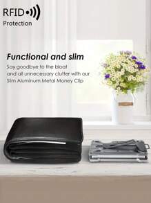 Men's Slim Minimalist Aluminum Alloy RF Blocking Wallet For Daily Gifts For Boyfriend/Father Husband Metal Wallet For Card Bank Card License Money Clip With 1 Clear Window (Grey) Card Box Robber Card Holder Card Holder Wallet Business Card Holder Credit Card Holder Id Card Holder For Men Mini Wallet Card Wallet Rfid Wallet - Grey - View 3