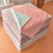 5pcs Microfiber Towel Absorbent Kitchen Cleaning Cloth Non-stick Oil Dish Towel Rags Napkins Tableware Household Cleaning - Multicolor - View 1