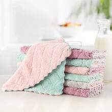 5pcs Microfiber Towel Absorbent Kitchen Cleaning Cloth Non-stick Oil Dish Towel Rags Napkins Tableware Household Cleaning - Multicolor - View 5
