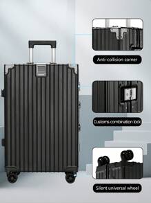 1 Miếng Bền chặt Vali , Dung lượng lớn Bánh xe Vali , ABS + PC Hành lý , Khóa mật khẩu , Khóa mật khẩu Hành lý xách tay Cho du lịch Ngày lễ Kỳ nghỉ Du thuyền Trở lại Trường Dành Cho Nam Và Nữ Sinh viên - màu đen - Xem 3