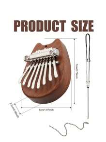 件拇指鋼琴 8 鍵迷你卡林巴精緻手指鋼琴便攜式馬林巴音樂吊墜禮品 8 鍵鍵盤樂器 - 棕色 - 查看 2