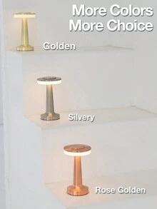 無線檯燈,三色可調溫,觸控控制,護眼,無極調光,金屬拉絲工藝。 1500mah 鋁製現代檯燈適用於家庭、花園、餐廳、露營、辦公室、感恩節、聖誕禮物 - 金色 - 查看 8