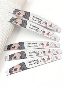 NailShine 10支装新月形100/180目木质指甲锉，适用于美甲和美容 - 彩色 - 查看 2