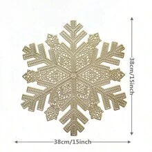 1 件鏤空雪花設計 Pvc 餐墊,耐熱,防滑,裝飾桌墊,ins 風格,金色 - 金色 - 查看 2