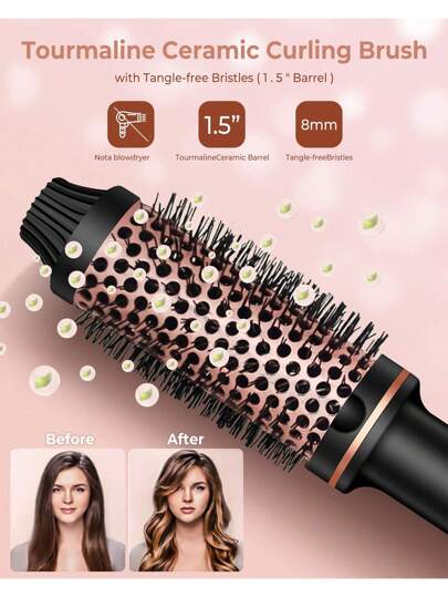 UKLISS 450F termisk borste varm kam värmeborste hårlockning och plattning borste med negativt järn, mammapresenter alla hjärtans dag presenter pojkvän presenter alla hjärtans dag presenter rosa söt St Patricks dag