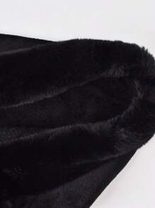 Élégant 1 pièce Châle chaud d'hiver à la mode, couleur unie, peau-amical, bordure large, approprié pour porte quotidienne - Noir - Voir 3