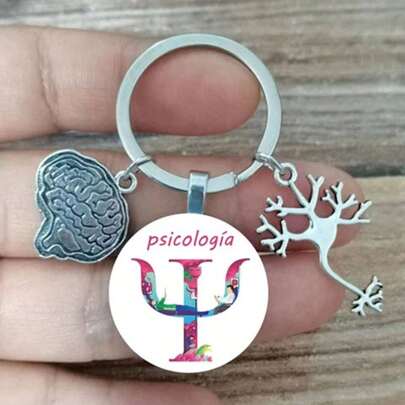 Llavero De Moda Con Anillo De Llave De Psicología, Cúpula De Vidrio Redonda Para Regalo De Hombres