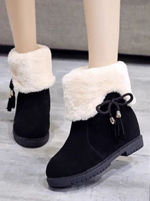 女冬季雪靴防滑短靴平跟加厚保暖兩種穿法