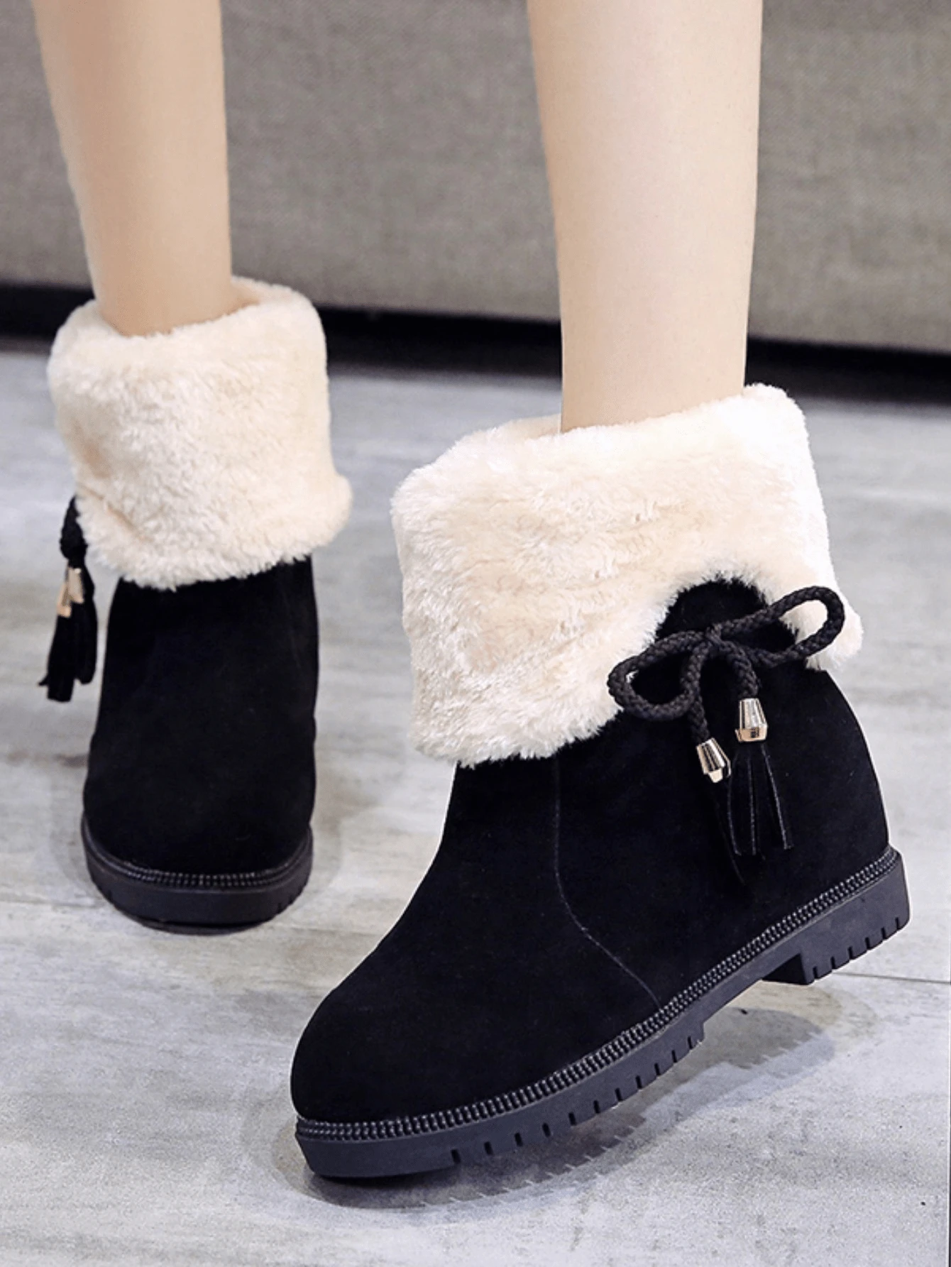 女冬季雪靴防滑短靴平跟加厚保暖兩種穿法