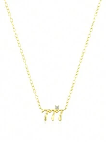 MODIAN 925 Sterling Silver Simple Digit Stackable Fashion Necklaces Gold Color Adjustable Exquisite Pendant For Women Jewelry - Gold - View 16