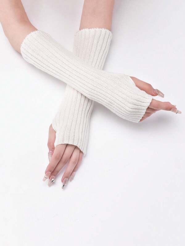 Knitted Gloves For Men And Women, Long Style, Half Finger & Fingerless Hand Arm Warmers