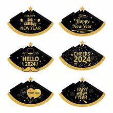 6入組2024年新年主題紙帽,成人派對用品,成人禮品派對帽,紙製新年前夕派對禮品,2024年新年帽,快樂新年帽,妝容必備 - 2024裝飾帽 - 查看 6